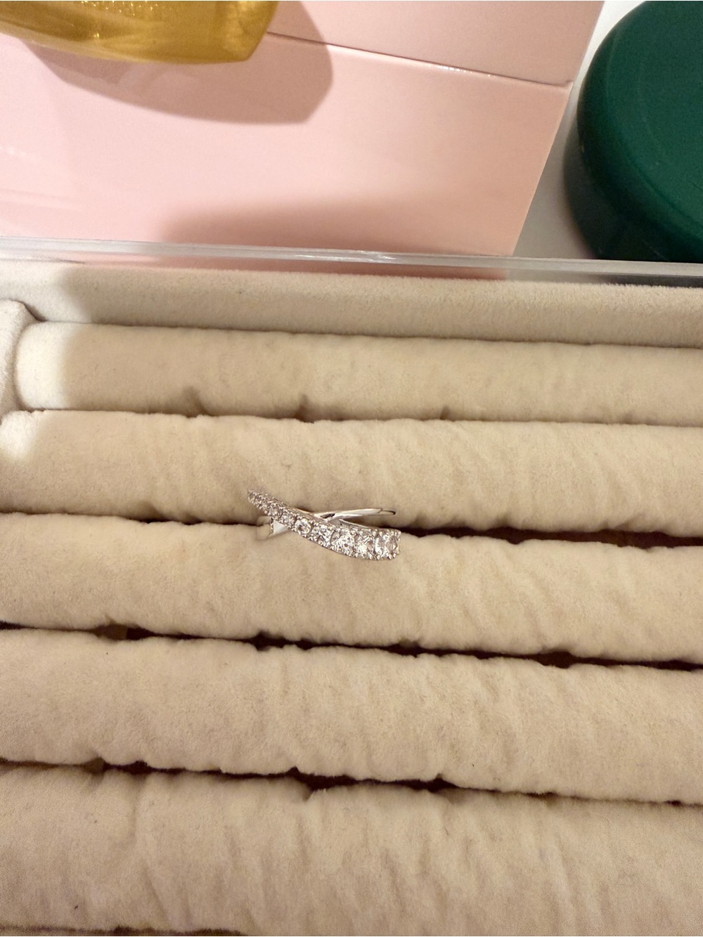 Swarovski Silver Crystal Crossover Ring